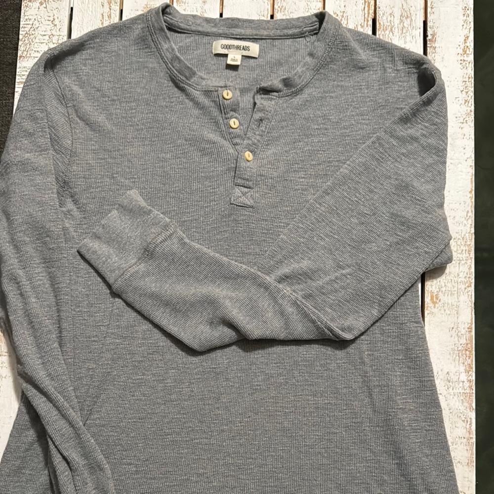 Goodthreads Heather Gray Long Sleeve Henley Shirt